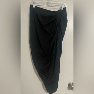 SHEIN Black Asymmetrical Ruched Maxi Skirt for Work